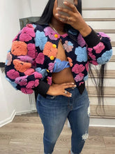 Load image into Gallery viewer, Girls Love Flowers Bomber Sweater Pink
