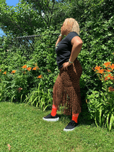 Load image into Gallery viewer, Leopard Fringe Skirt
