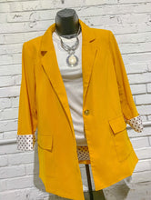Load image into Gallery viewer, Andree By Unit Blazer Gold Blazer w/ Polka Dot Lining
