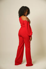 Load image into Gallery viewer, Never a Cold Shoulder Jumpsuit- Red
