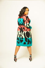 Load image into Gallery viewer, Teal Multi Print Sweater Dress
